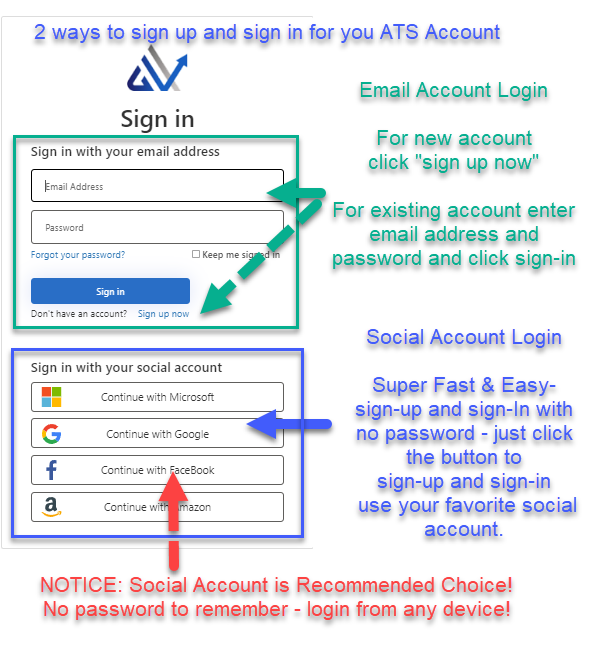 ATS Universal Account SignUp 100% Free with your favorite social account